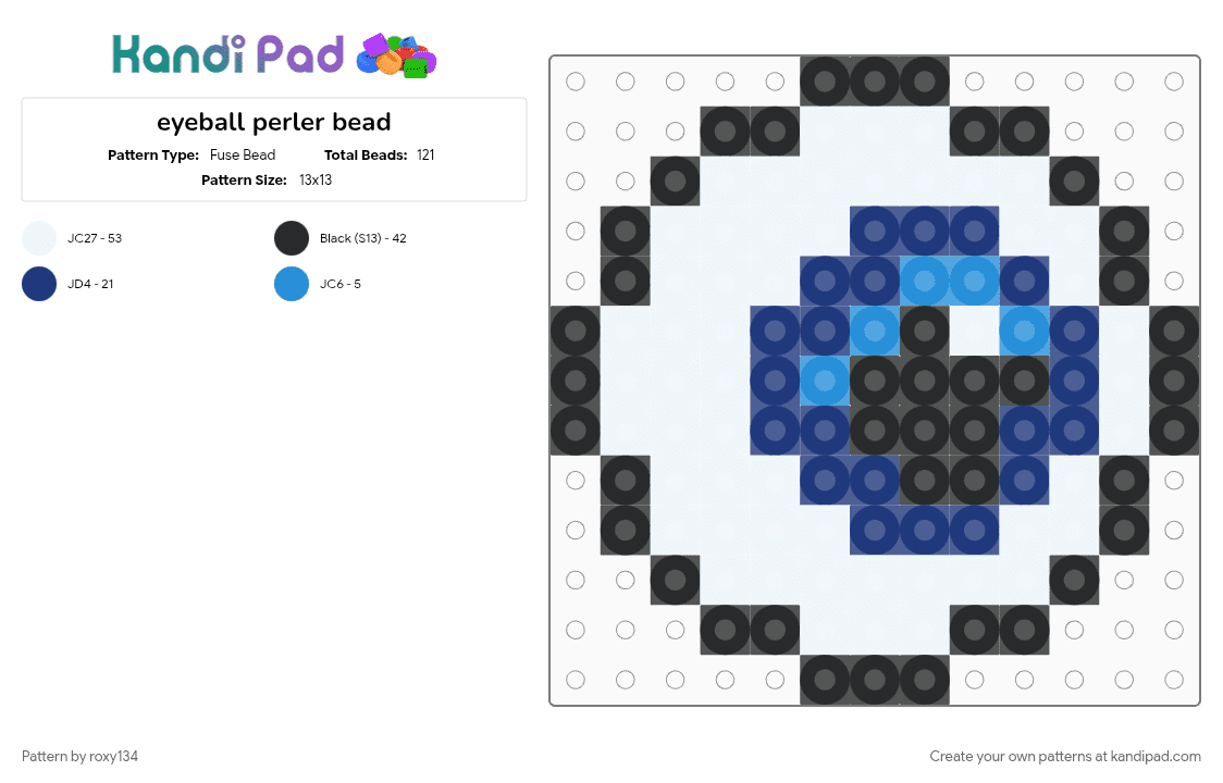 eyeball perler bead - Fuse Bead Pattern by roxy134 on Kandi Pad - blue, eyes, halloween, spooky, white