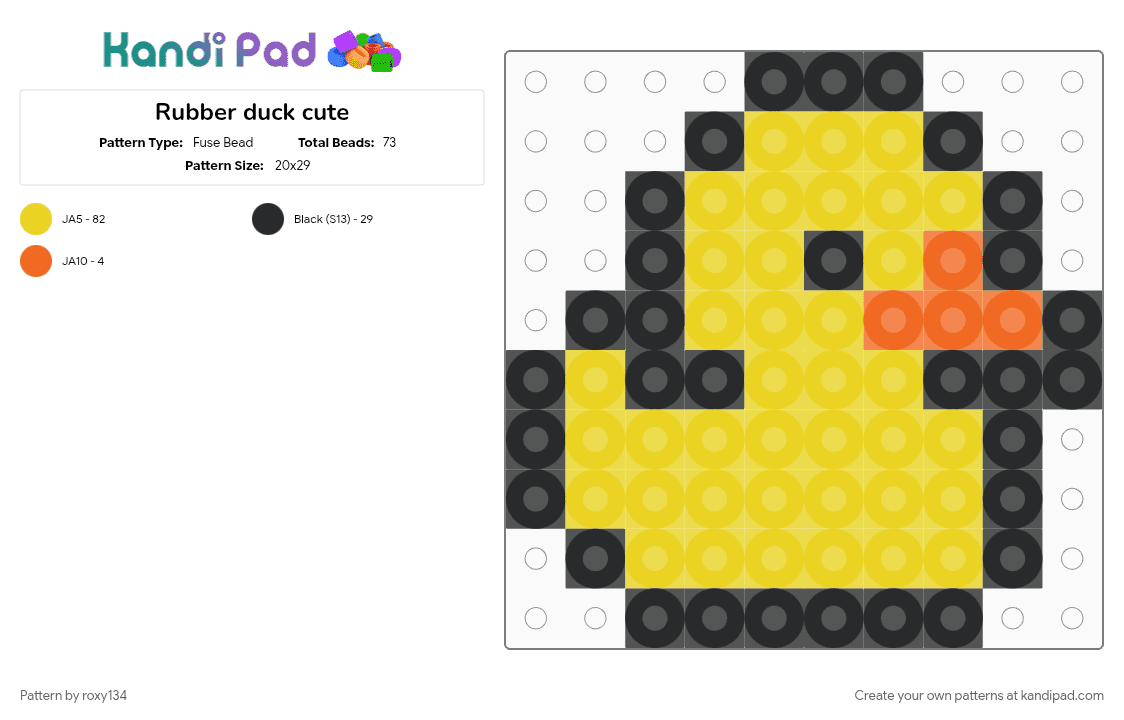 Rubber duck cute - Fuse Bead Pattern by roxy134 on Kandi Pad - animal, cute, duck, rubber ducky, yellow, yellow orange and black