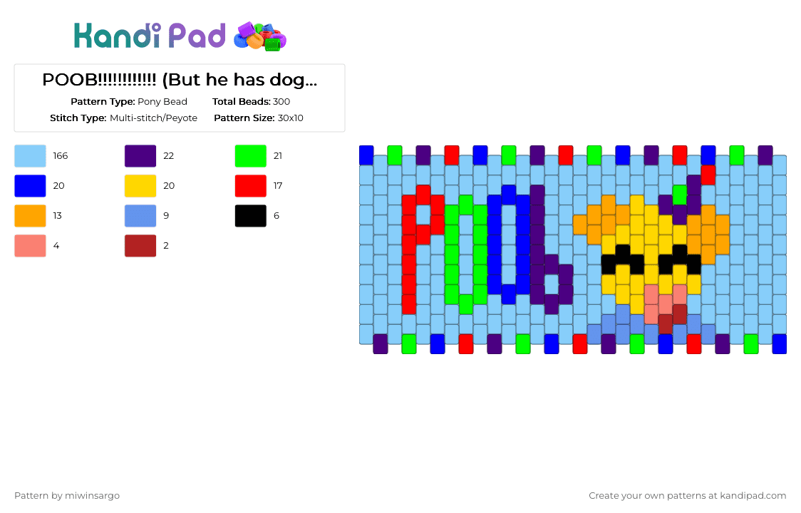 POOB!!!!!!!!!!!! (But he has dog ears) - Pony Bead Pattern by miwinsargo on Kandi Pad - light blue, party noob, poob, regretevator