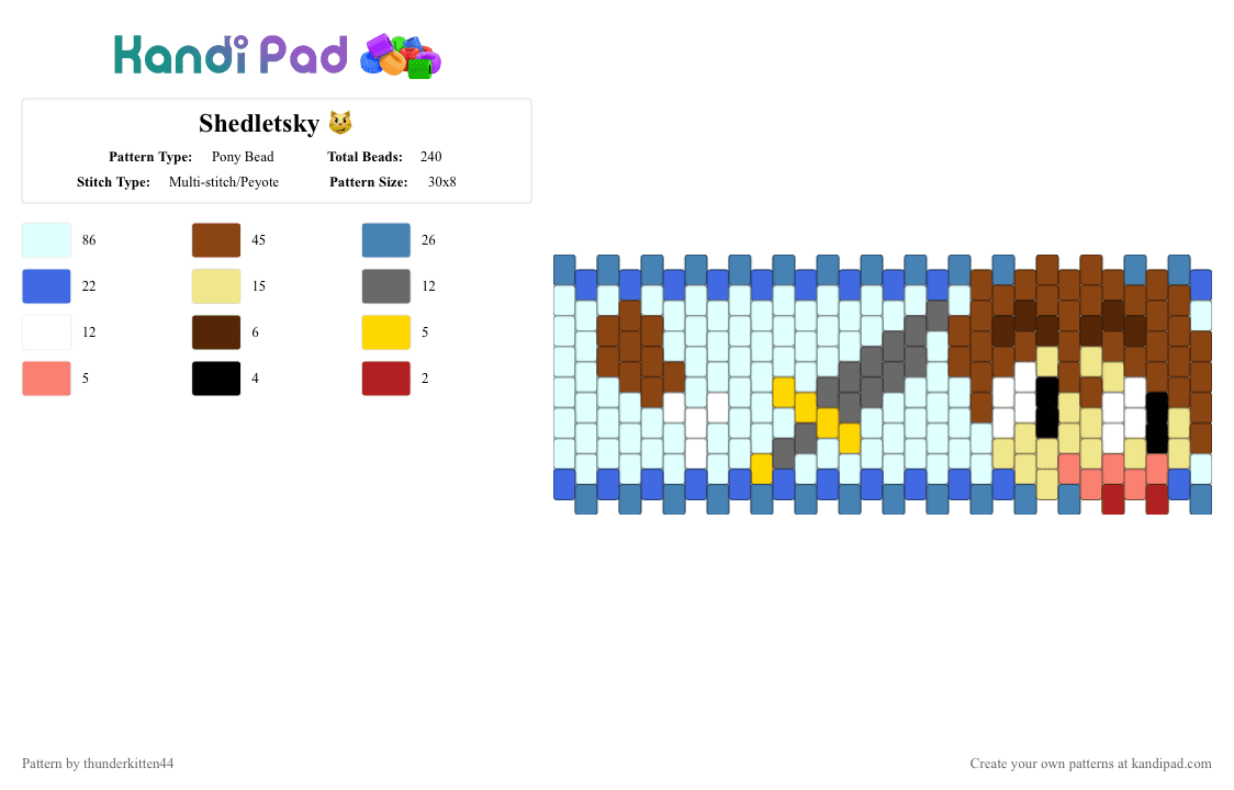 Shedletsky 😼 - Pony Bead Pattern by miwinsargo on Kandi Pad - blue, chicken, red, roblox, shedletsky, sword, white