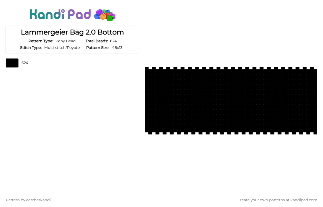 Lammergeier Bag 2.0 Bottom - Pony Bead Pattern by aestherkandi on Kandi Pad - black,bird,bag,vulture,animal