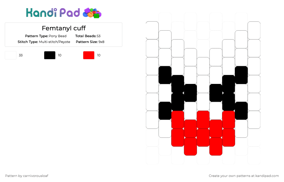 Femtanyl Charm - Pony Bead Pattern by carnivorousloaf on Kandi Pad - white