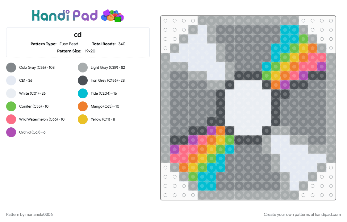 cd - Fuse Bead Pattern by marianela0306 on Kandi Pad - gray
