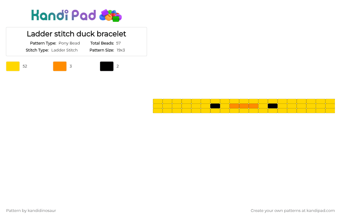 Ladder stitch duck bracelet - Pony Bead Pattern by kandidinosaur on Kandi Pad - yellow