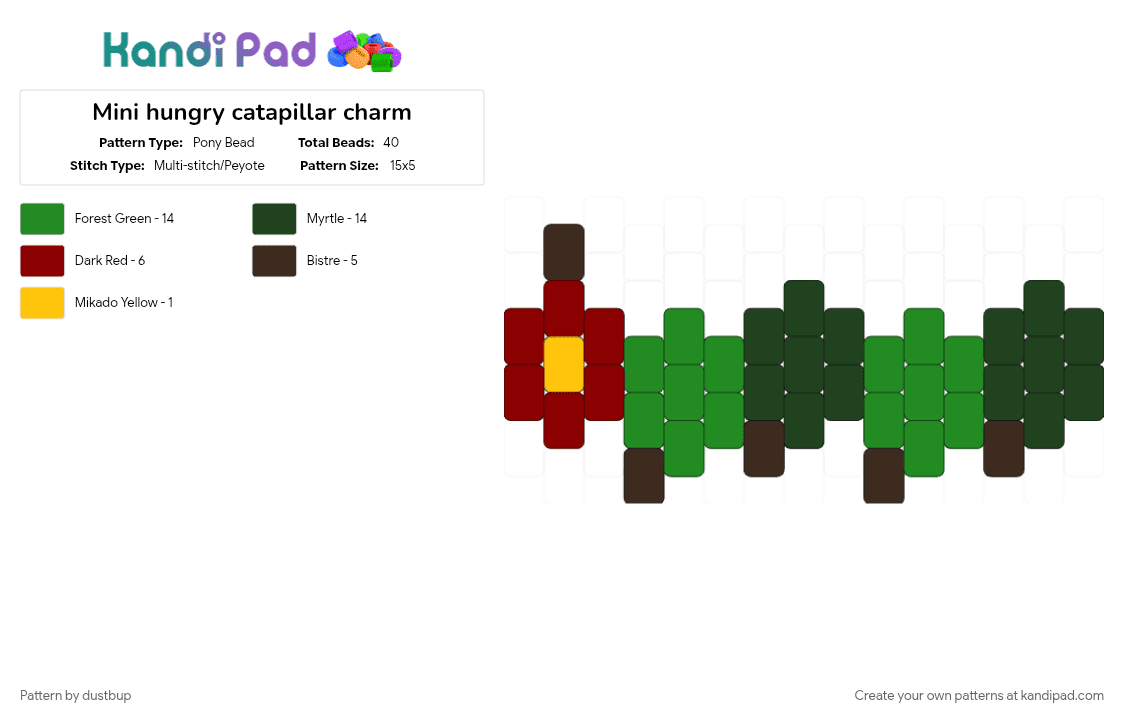 Mini hungry catapillar charm - Pony Bead Pattern by dustbup on Kandi Pad - 