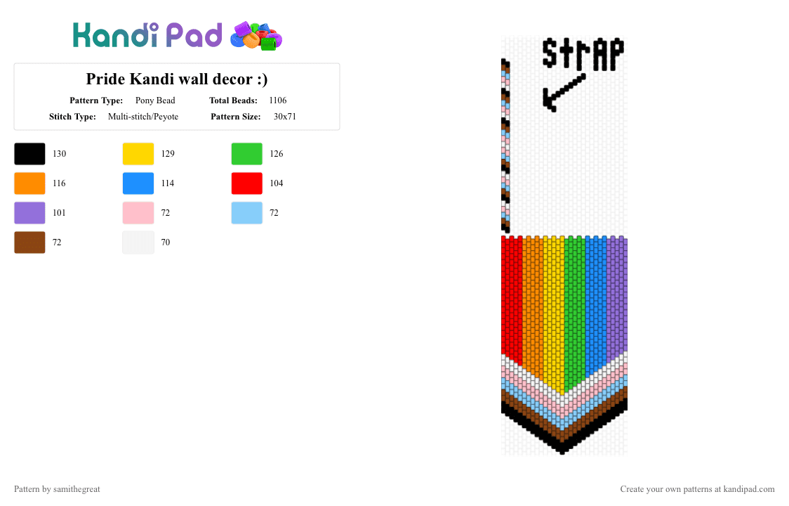 Pride Kandi wall decor :) - Pony Bead Pattern by samithegreat on Kandi Pad - colorful, green, light blue, orange