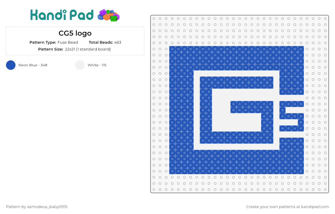 CG5 logo - Fuse Bead Pattern by asmodeus_baby0915 on Kandi Pad - cg5,logo,geometric,music,youtube,blue