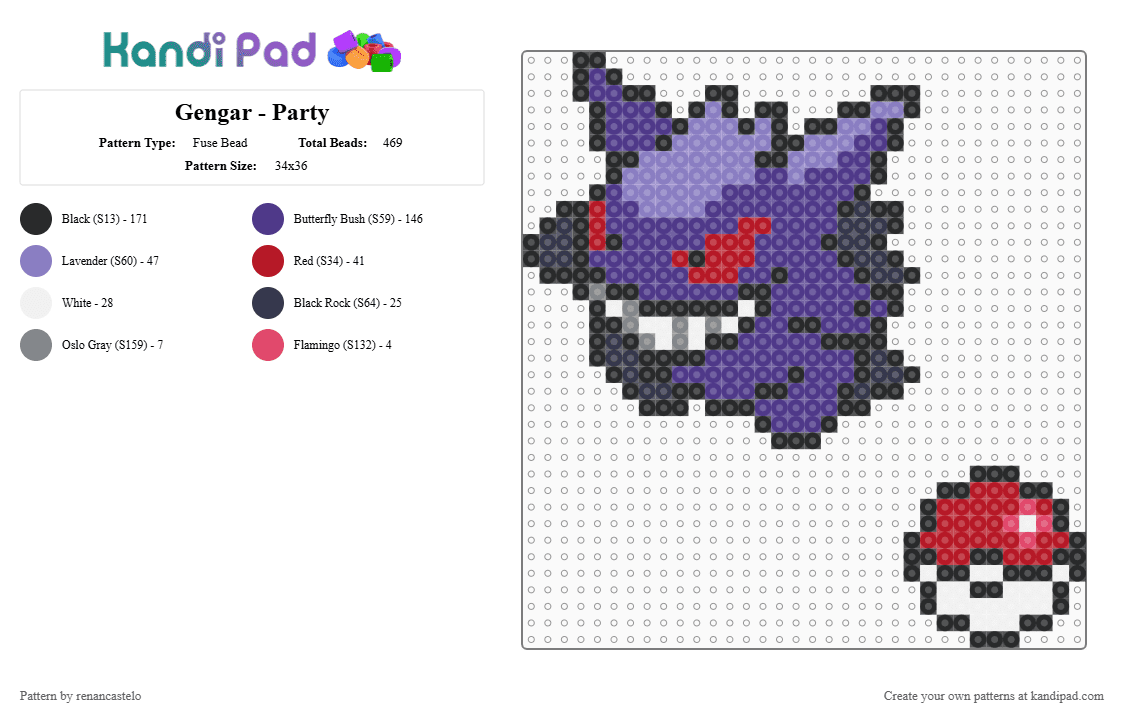 Gengar - Party - Fuse Bead Pattern by renancastelo on Kandi Pad - purple