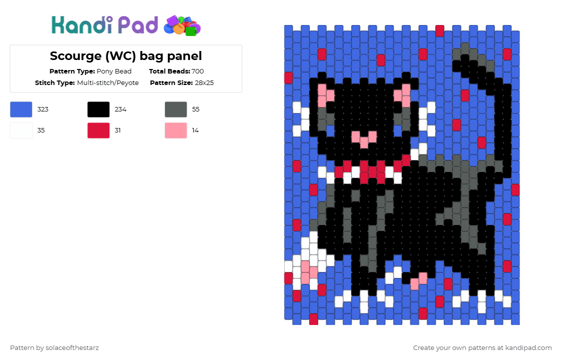 Scourge (WC) bag panel - Pony Bead Pattern by solaceofthestarz on Kandi Pad - blue