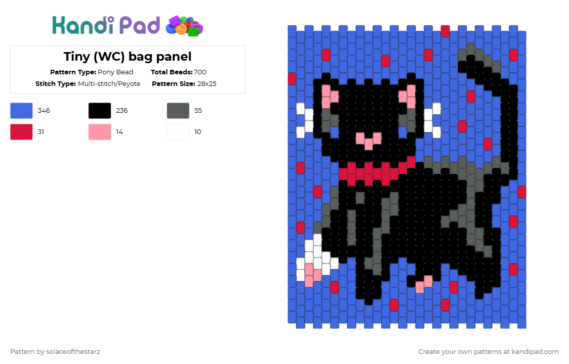 Tiny (WC) bag panel - Pony Bead Pattern by solaceofthestarz on Kandi Pad - blue