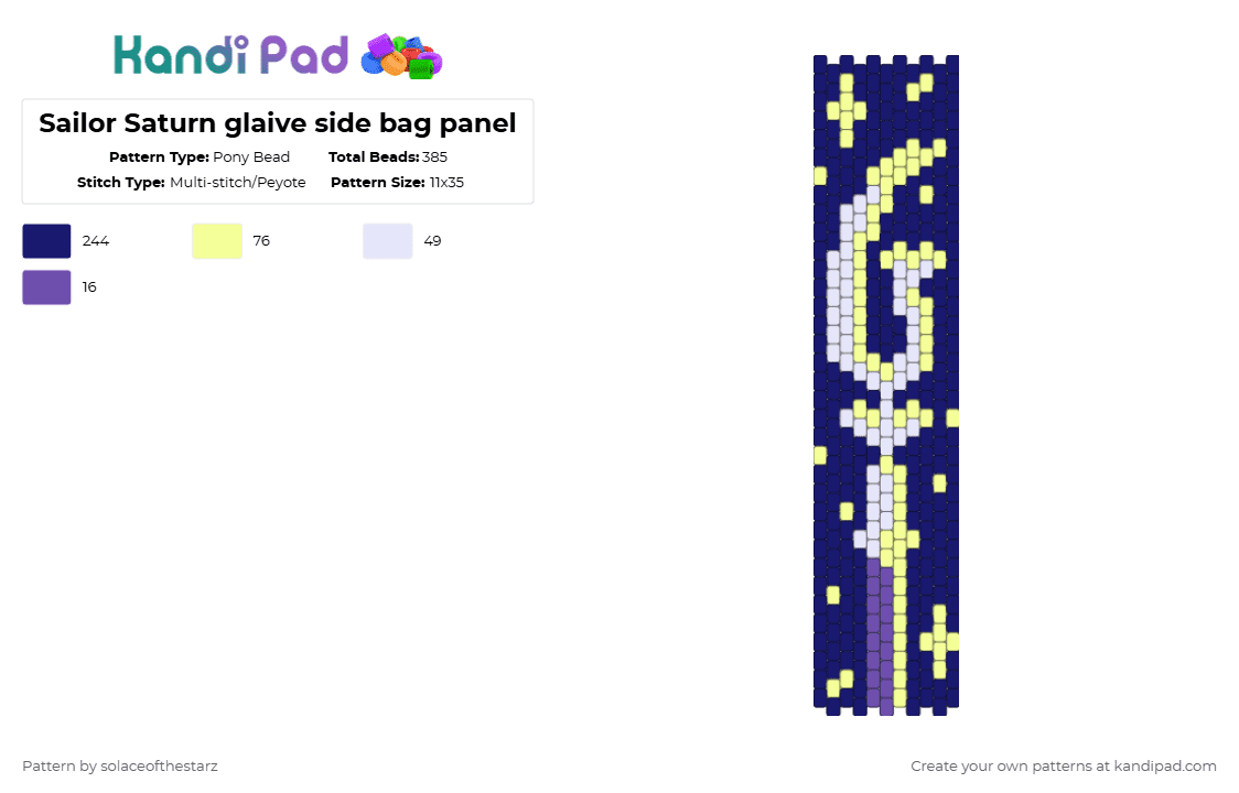 Sailor Saturn glaive side bag panel - Pony Bead Pattern by solaceofthestarz on Kandi Pad - purple