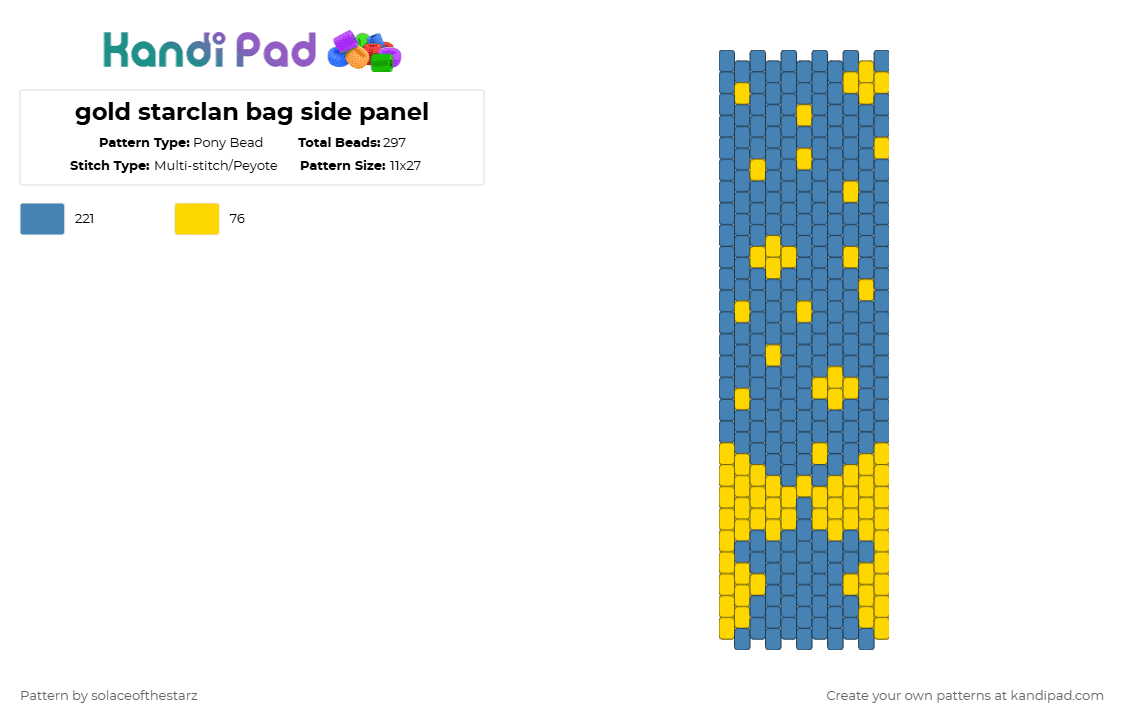 gold starclan bag side panel - Pony Bead Pattern by solaceofthestarz on Kandi Pad - blue