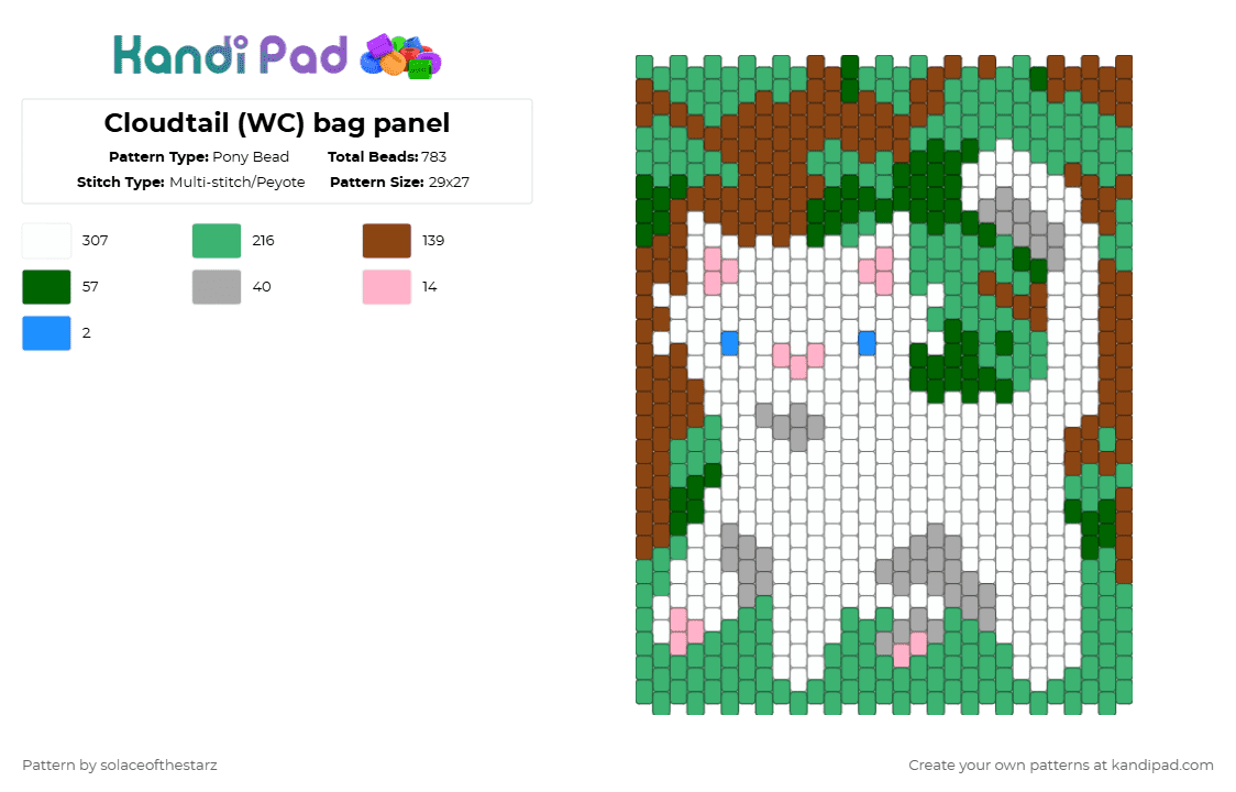 Cloudtail (WC) bag panel - Pony Bead Pattern by solaceofthestarz on Kandi Pad - green,red