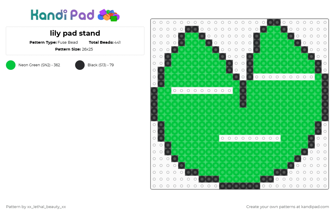 lily pad stand - Fuse Bead Pattern by xx_lethal_beauty_xx on Kandi Pad - green