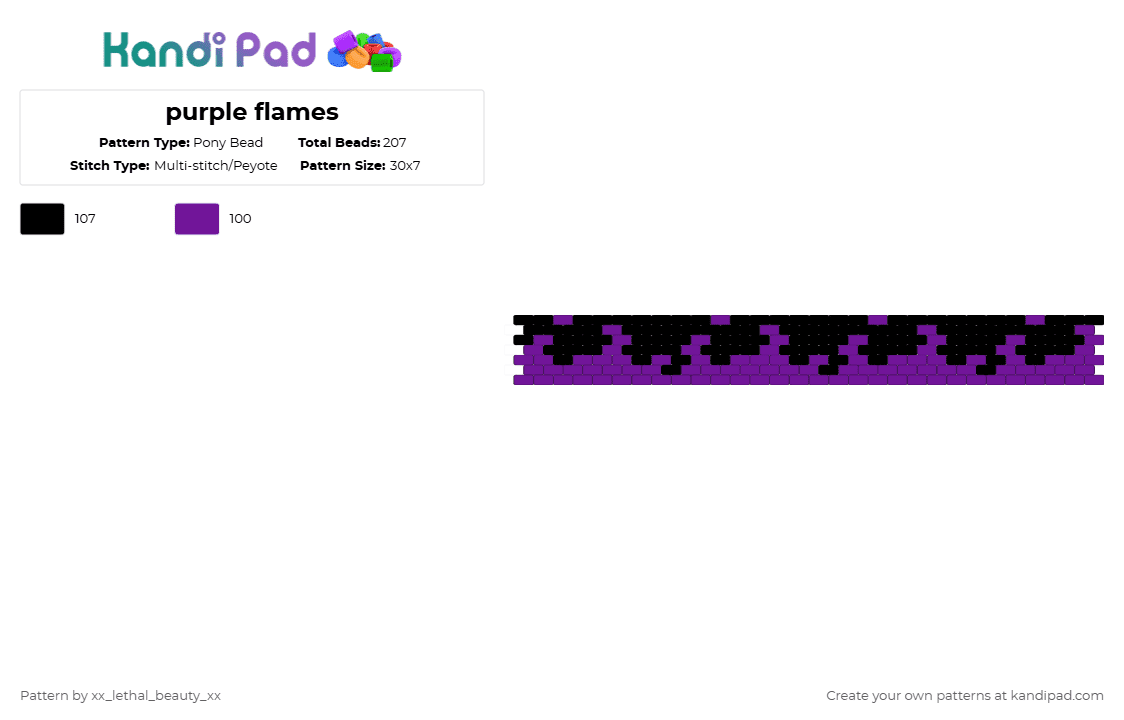 purple flames - Pony Bead Pattern by xx_lethal_beauty_xx on Kandi Pad - black,purple