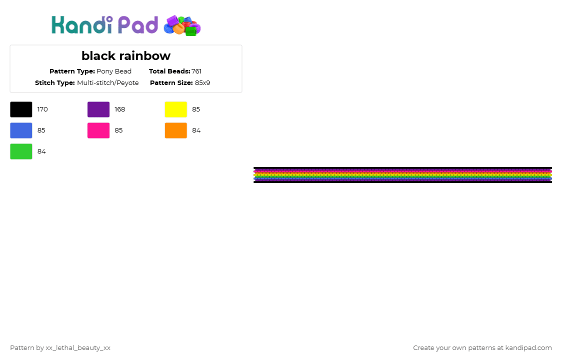 black rainbow - Pony Bead Pattern by xx_lethal_beauty_xx on Kandi Pad - purple