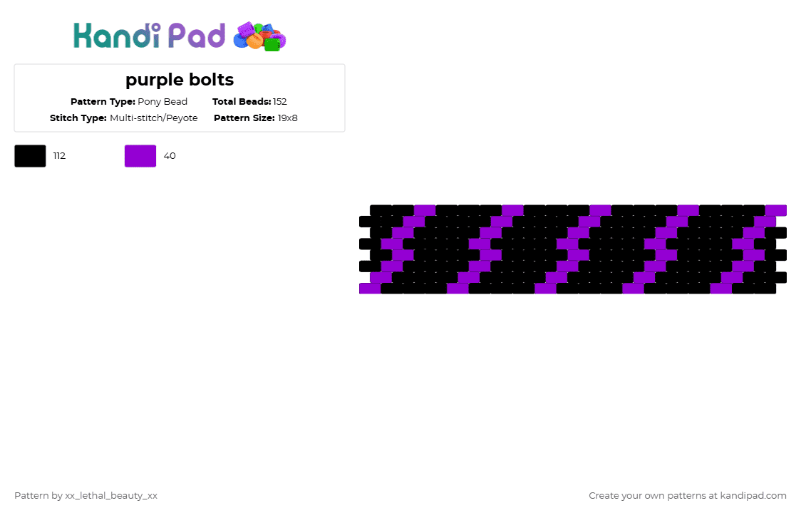 purple bolts - Pony Bead Pattern by xx_lethal_beauty_xx on Kandi Pad - black,purple