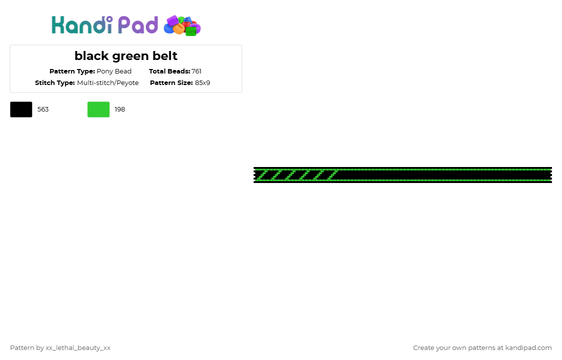 black green belt - Pony Bead Pattern by xx_lethal_beauty_xx on Kandi Pad - black,green