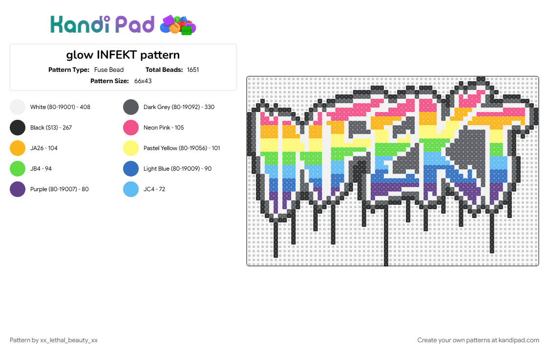 glow INFEKT pattern - Fuse Bead Pattern by xx_lethal_beauty_xx on Kandi Pad - gray