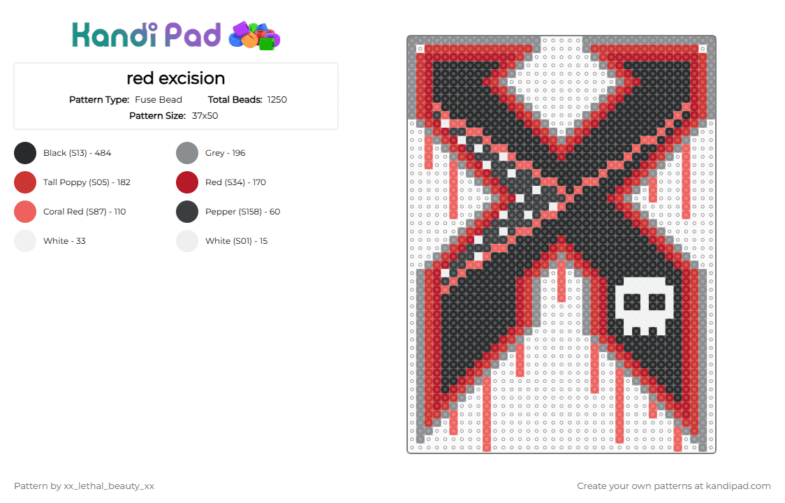 red excision - Fuse Bead Pattern by xx_lethal_beauty_xx on Kandi Pad - red,gray