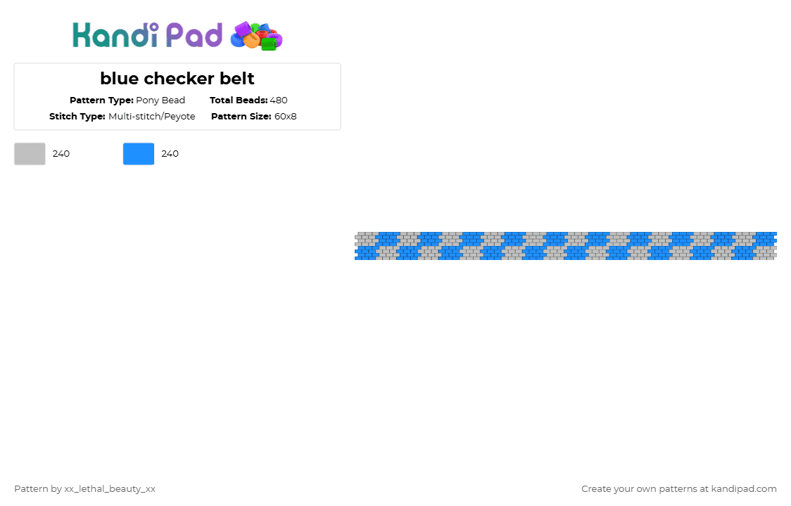 blue checker belt - Pony Bead Pattern by xx_lethal_beauty_xx on Kandi Pad - beige,light blue