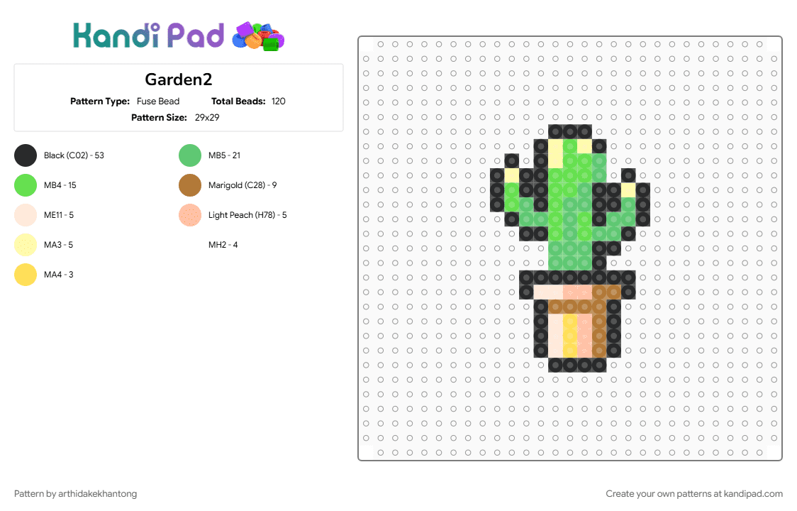 Garden2 - Fuse Bead Pattern by arthidakekhantong on Kandi Pad - black, green, teal