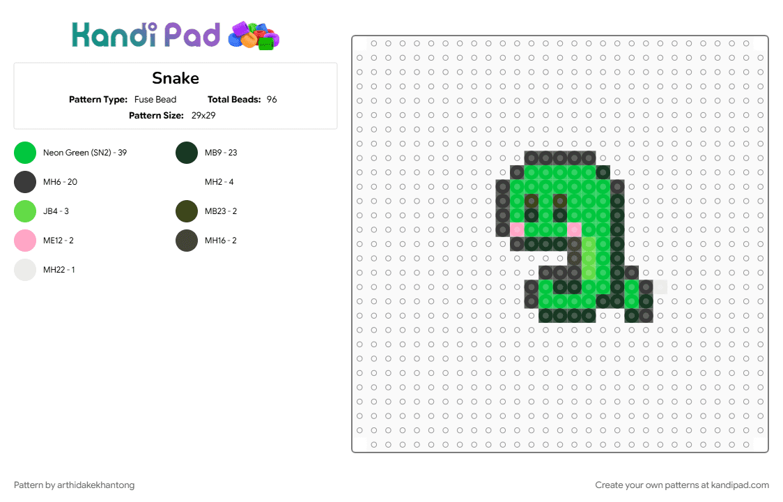 Snake Fuse Bead Pattern - Kandi Pad | Kandi Patterns, Fuse Bead ...