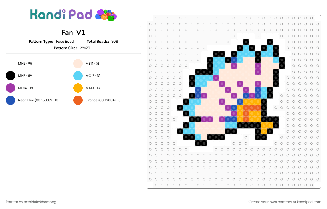 Fan_V1 - Fuse Bead Pattern by arthidakekhantong on Kandi Pad - beige, light blue