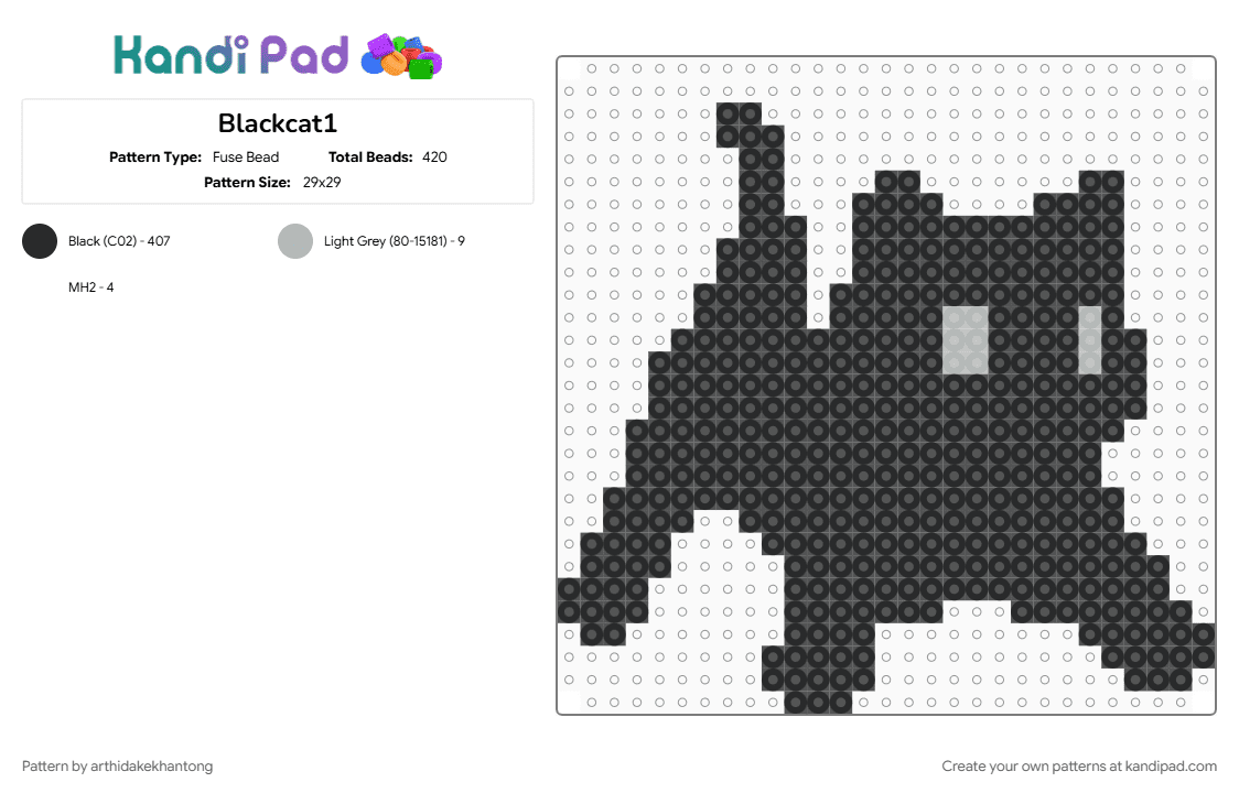 Blackcat1 - Fuse Bead Pattern by arthidakekhantong on Kandi Pad - beige, black, white