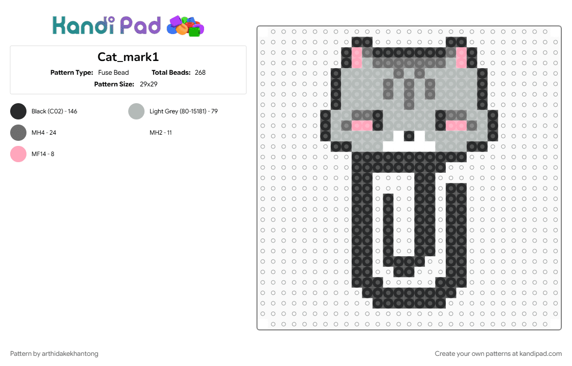 Cat_mark1 - Fuse Bead Pattern by arthidakekhantong on Kandi Pad - beige, black