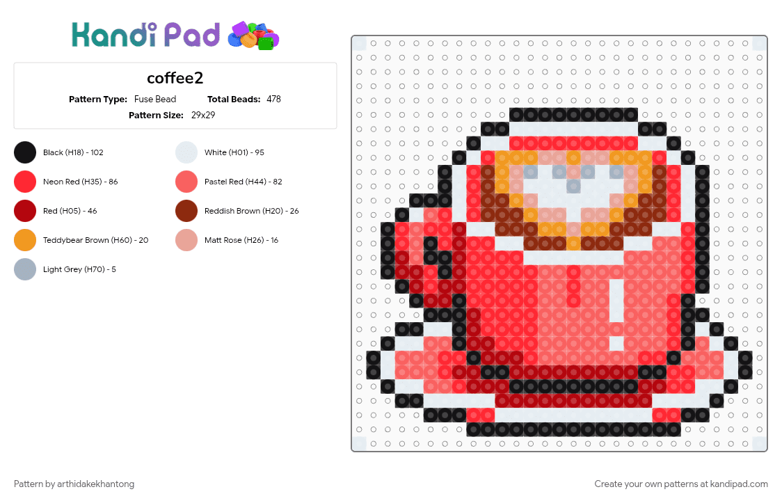 coffee2 - Fuse Bead Pattern by arthidakekhantong on Kandi Pad - red