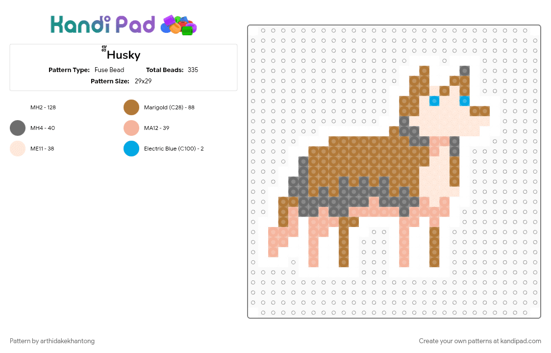 ็๊Husky - Fuse Bead Pattern by arthidakekhantong on Kandi Pad - beige, tan
