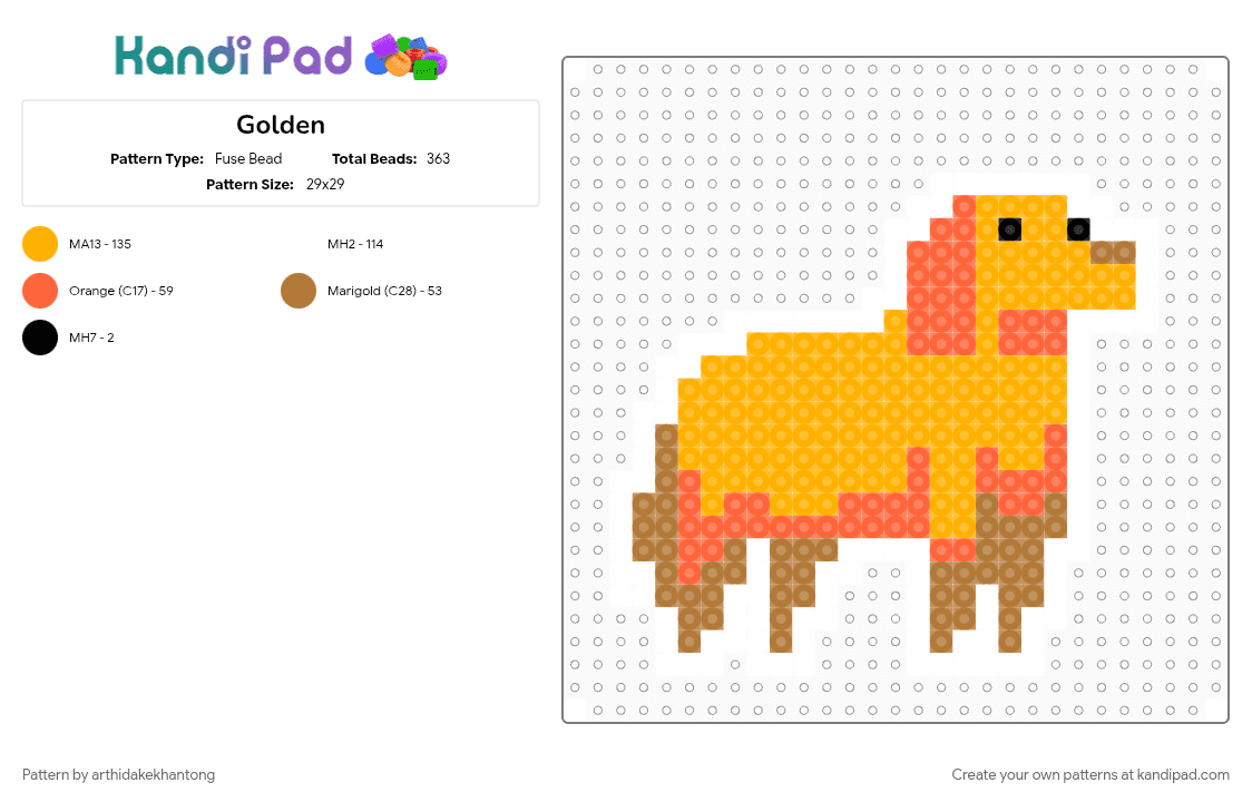 Golden - Fuse Bead Pattern by arthidakekhantong on Kandi Pad - orange