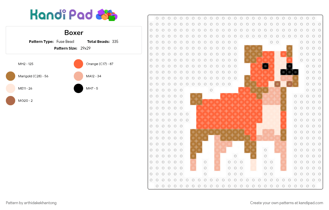 Boxer - Fuse Bead Pattern by arthidakekhantong on Kandi Pad - orange
