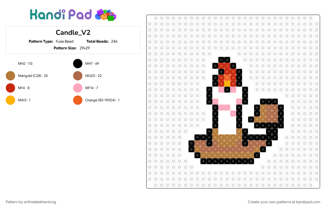 Candle_V2 - Fuse Bead Pattern by arthidakekhantong on Kandi Pad - tan, white