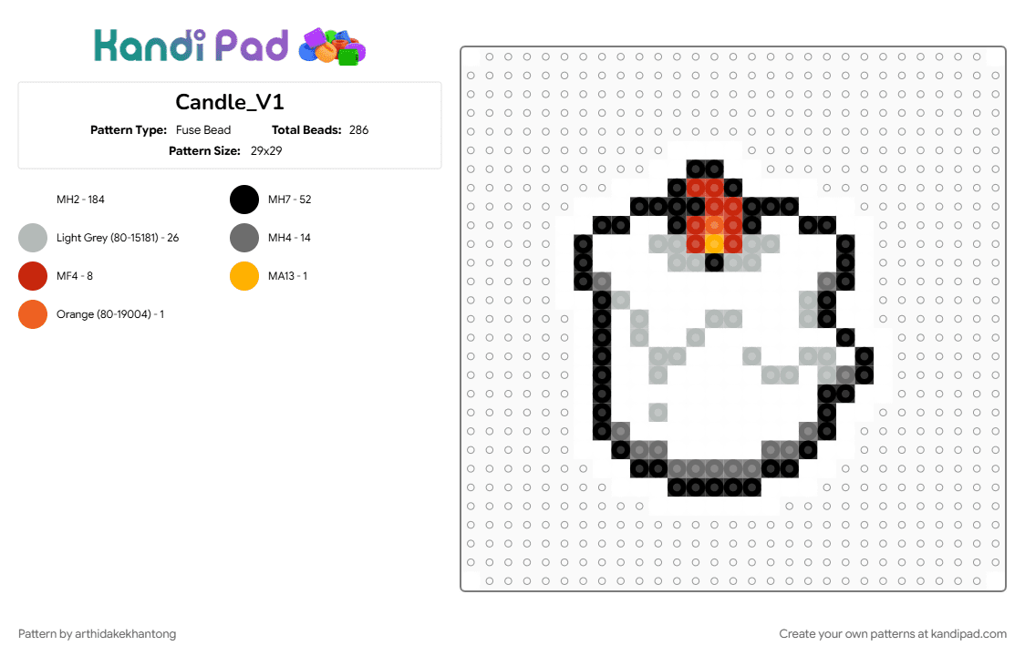 Candle_V1 - Fuse Bead Pattern by arthidakekhantong on Kandi Pad - beige, gray, white