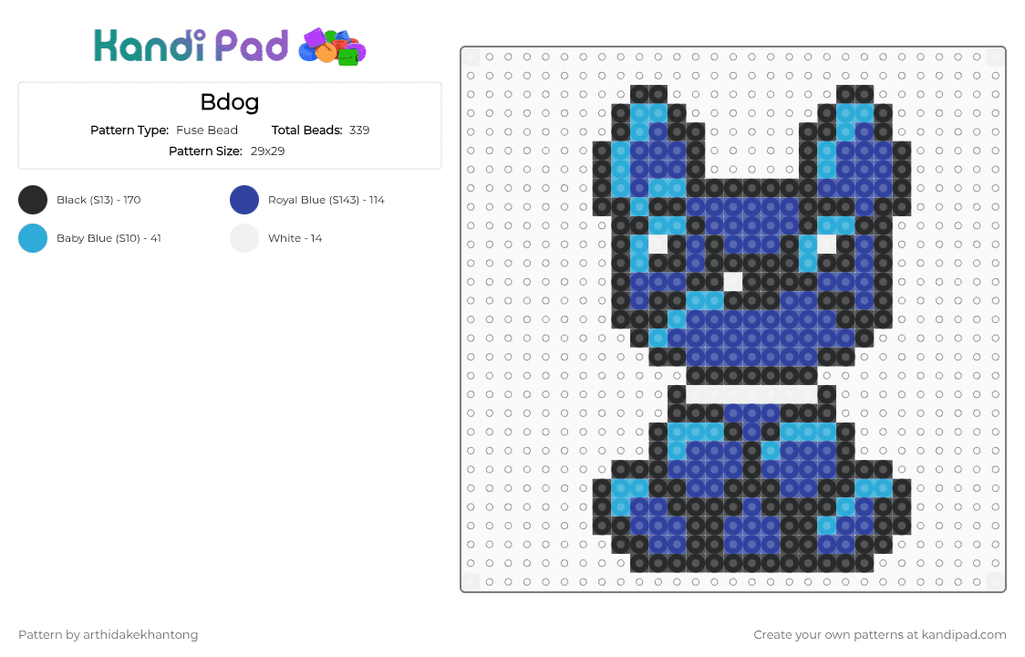 Bdog - Fuse Bead Pattern by arthidakekhantong on Kandi Pad - purple,light blue