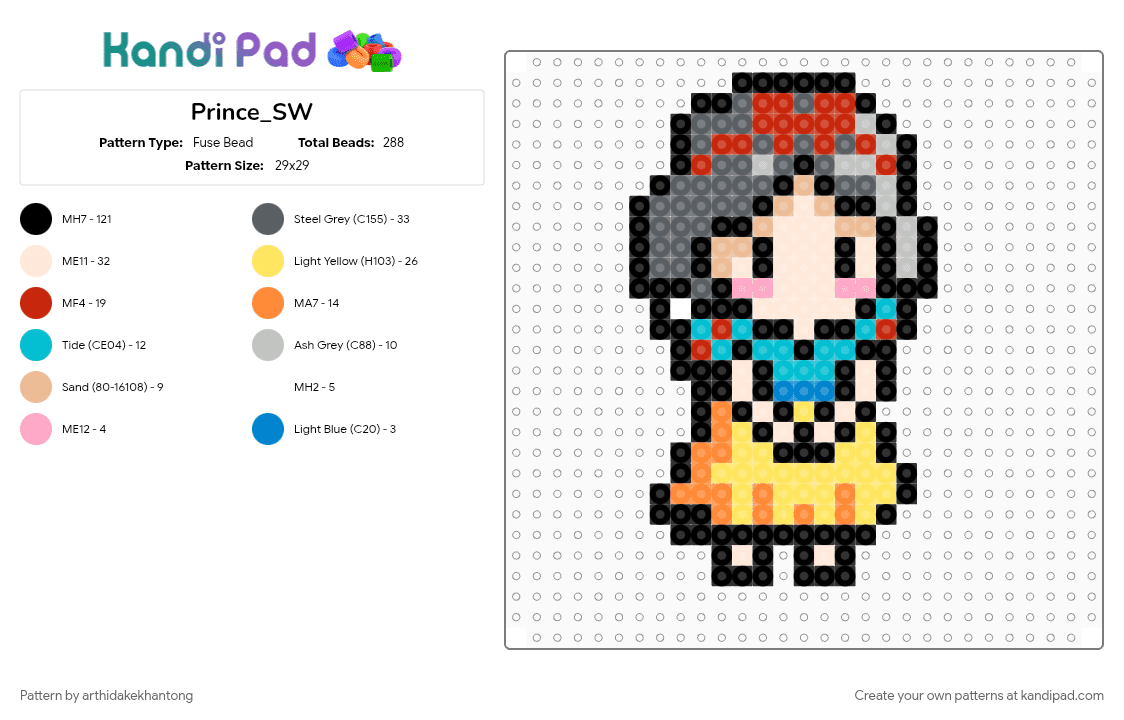 Prince_SW - Fuse Bead Pattern by arthidakekhantong on Kandi Pad - beige, black, colorful, red