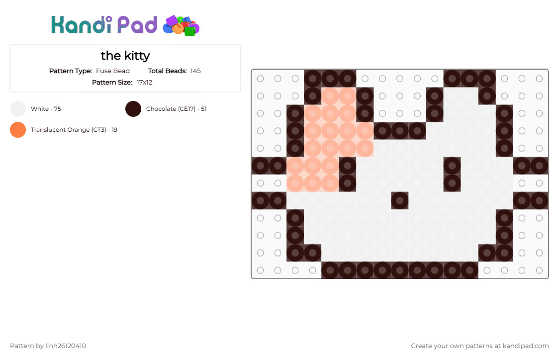 the kitty - Fuse Bead Pattern by linh26120410 on Kandi Pad - brown, orange