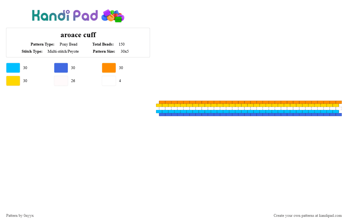 aroace cuff - Pony Bead Pattern by 0nyyx on Kandi Pad - blue, light blue, orange, yellow