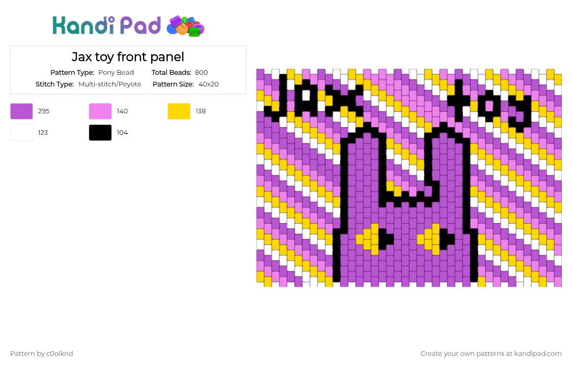Jax toy front panel - Pony Bead Pattern by c0olknd on Kandi Pad - pink