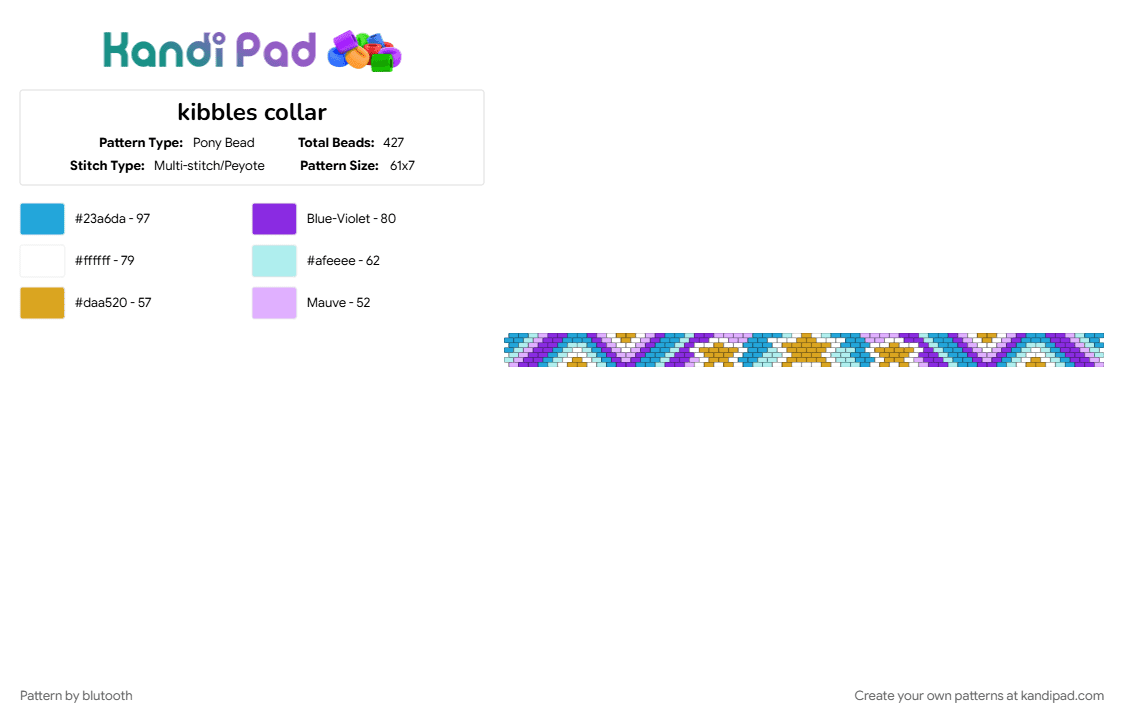 kibbles collar - Pony Bead Pattern by blutooth on Kandi Pad - light blue