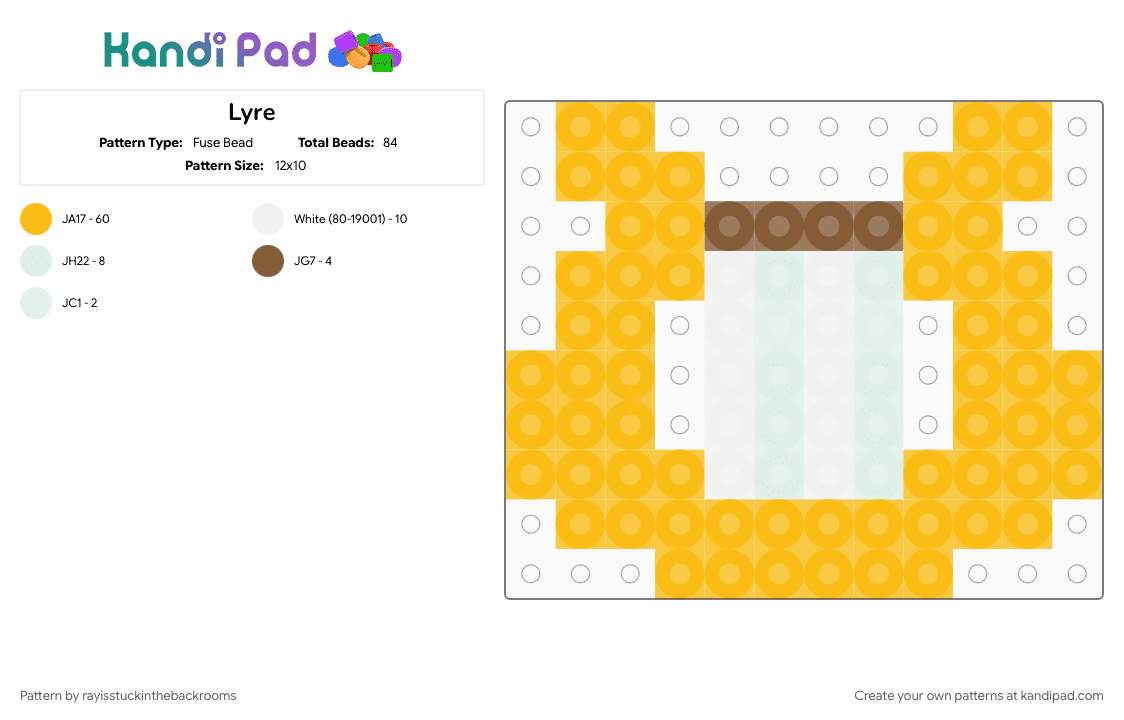 Lyre - Fuse Bead Pattern by samisstuckinthebackrooms on Kandi Pad - yellow