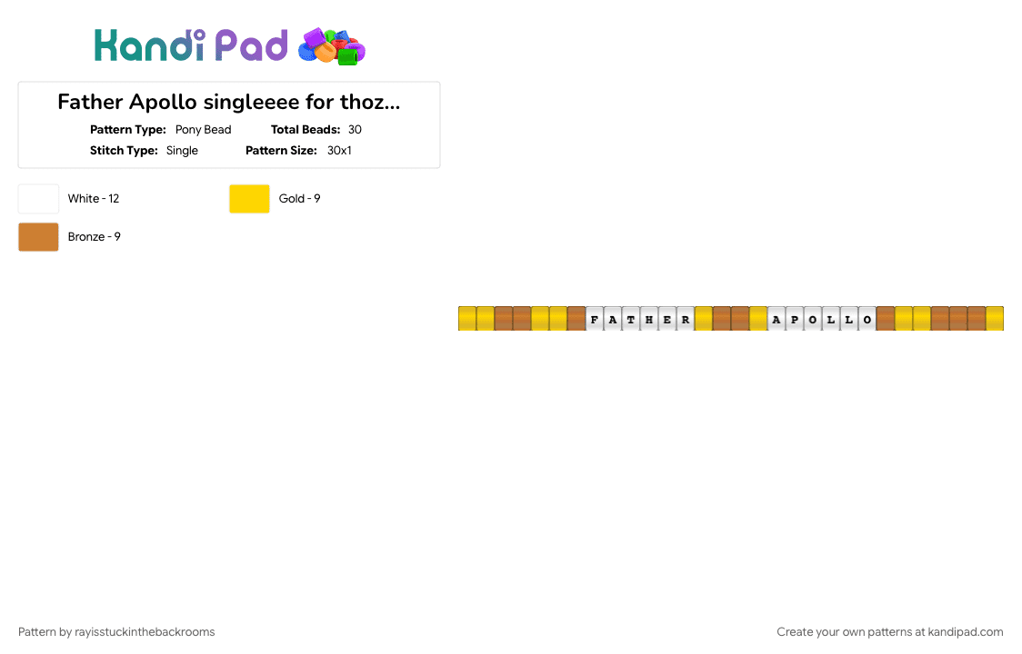 Father Apollo singleeee for thozzz who\'s father in PJO/Greek mythology is Apollo - Pony Bead Pattern by rayisstuckinthebackrooms on Kandi Pad - epic the musical, father apollo, greek mythology, orange, pjo, yellow