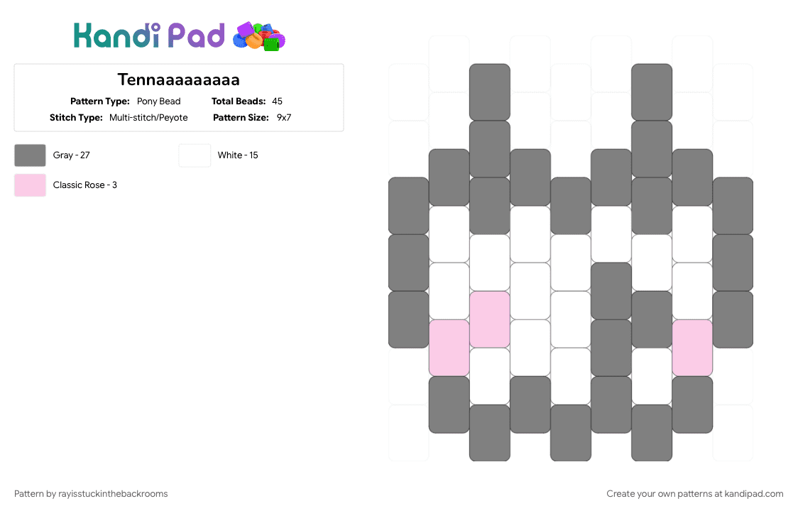 Tennaaaaaaaaa - Pony Bead Pattern by rayisstuckinthebackrooms on Kandi Pad - deltarune, gray, tenna