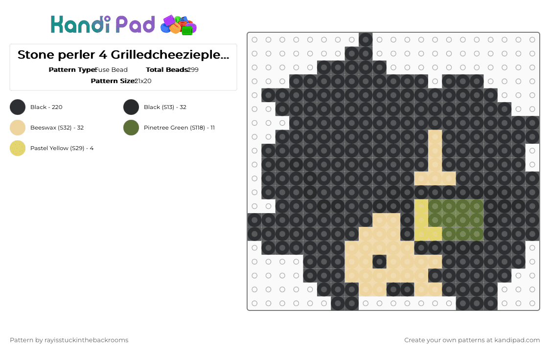 Stone perler 4 Grilledcheeziepleezie! - Fuse Bead Pattern by rayisstuckinthebackrooms on Kandi Pad - beige, black