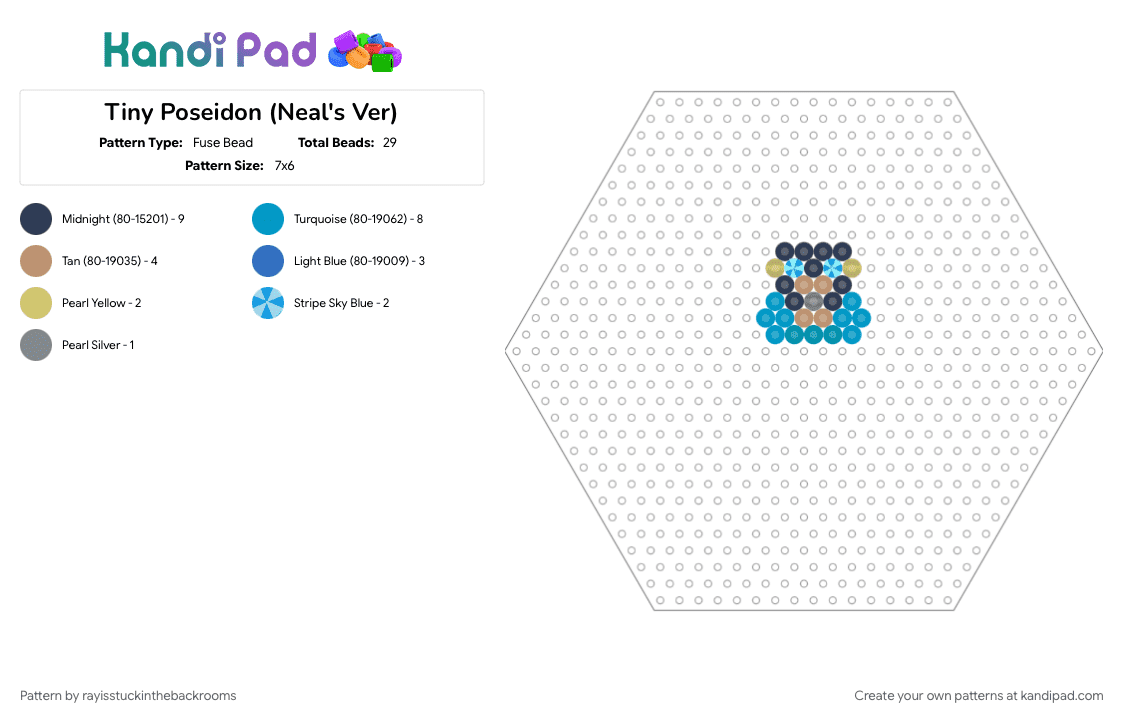 Tiny Poseidon (Neal\'s Ver) - Fuse Bead Pattern by samisstuckinthebackrooms on Kandi Pad - light blue, purple