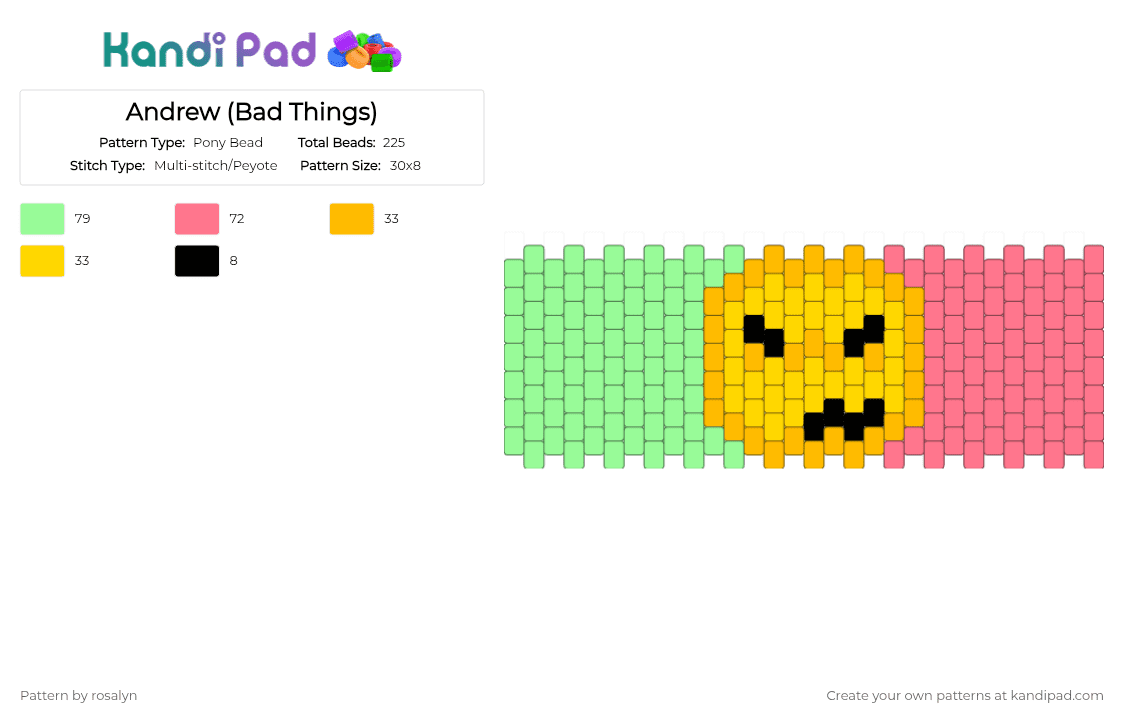 Andrew (Bad Things) - Pony Bead Pattern by rosalyn on Kandi Pad - red, teal