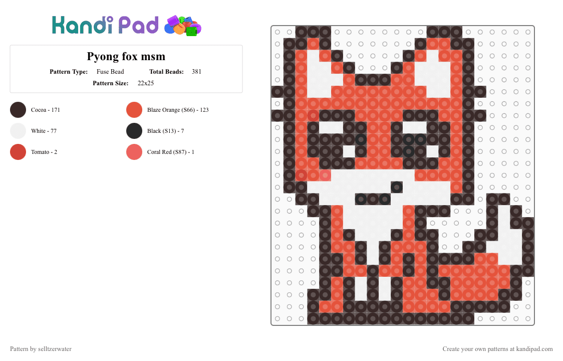 Pyong fox msm - Fuse Bead Pattern by selltzerwater on Kandi Pad - brown, red