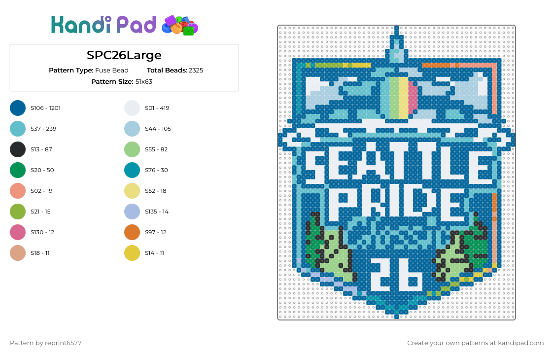 SPC26Large - Fuse Bead Pattern by reprint6577 on Kandi Pad - blue,teal